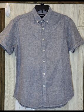 Denim & Flower Heathered Navy Short-Sleeve Button-Down Shirt